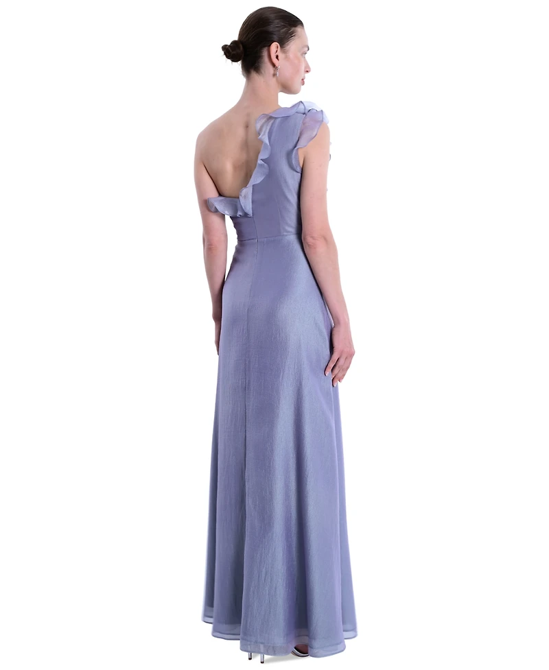 Marchesa Notte Women's One-Shoulder Side Slit Gown