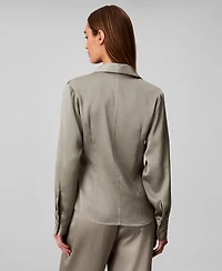 Calvin Klein Women's Hammered Fitted Collared Shirt