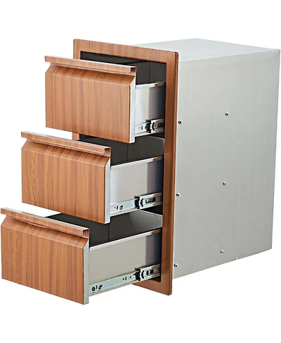 gaomon Outdoor Kitchen Drawers 14" W x 24" H x 18" D Flush Mount Triple Blue-Grey Drawers, Stainless Steel Drawer for Outdoor Kitchen I