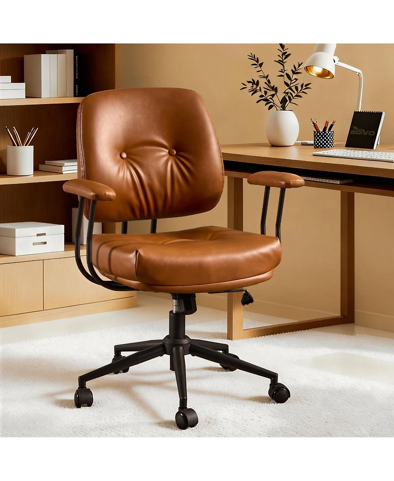 Xizzi Ergonomic Mid Back Swivel Office Chair, Extra Wide Comfy Desk Chair with Lumbar Support, Height Adjustable Home Task