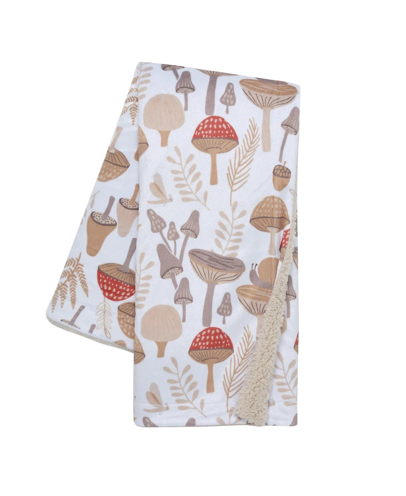 Lambs & Ivy Baby Mushroom Meadow Soft White/Taupe Luxury Blanket