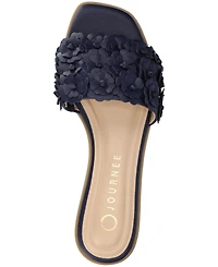 Journee Collection Women's Azalea Embellished Square Toe Floral Flat Sandals