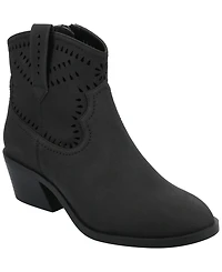 Journee Women's Cheyenne Stacked Heel Boho Western Booties