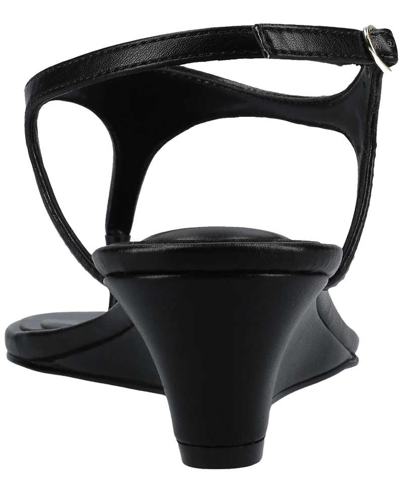 Journee Collection Women's Kathryn Ankle Strap Low Wedge Sandals