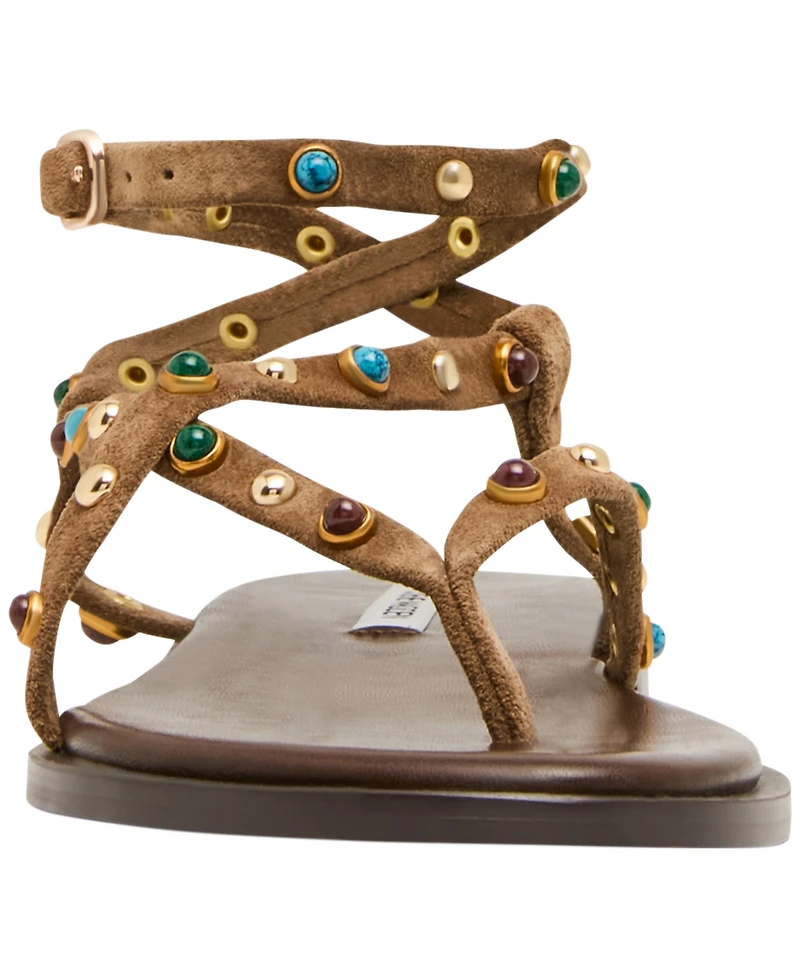 Steve Madden Women's Mathis Embellished Strappy Flat Sandals