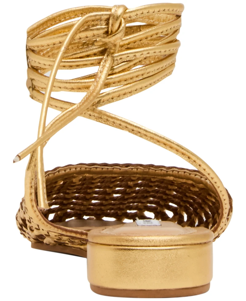 Steve Madden Women's Woven Leg-Wrap Round Toe Flats