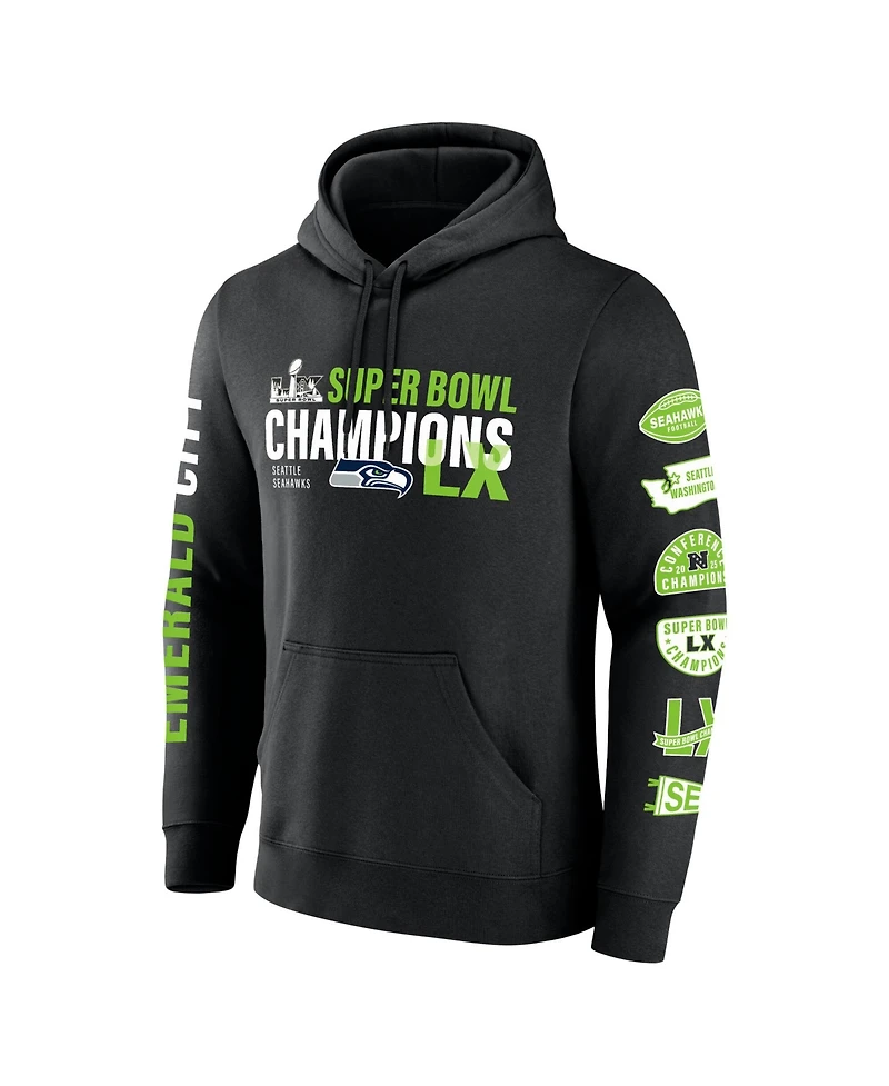 Fanatics Men's Black Seattle Seahawks Super Bowl Lx Champions Four Piece Hoodie