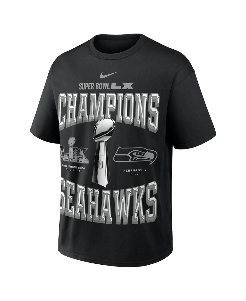 Nike Men's Black Seattle Seahawks Super Bowl Lx Champions Locker Room Trophy Collection T-Shirt