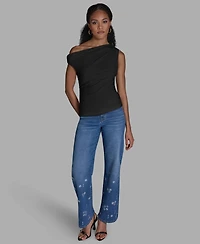 Bcbg Women's Sleeveless Ruched Boat Neck Top