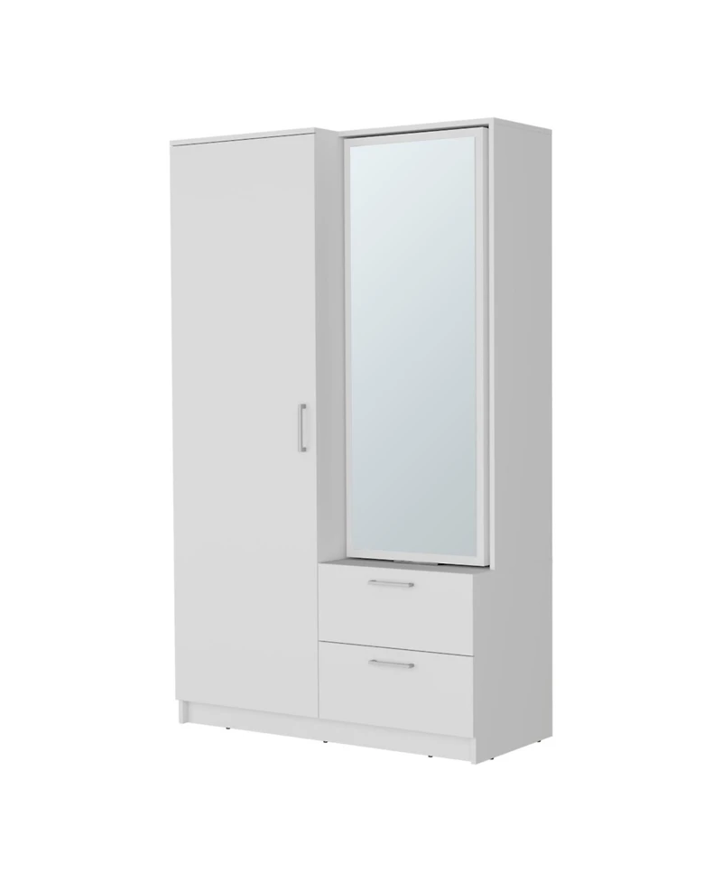 Fm Furniture Thatcher Armoire- wardrobe, shoe storage and 2 - drawer, White