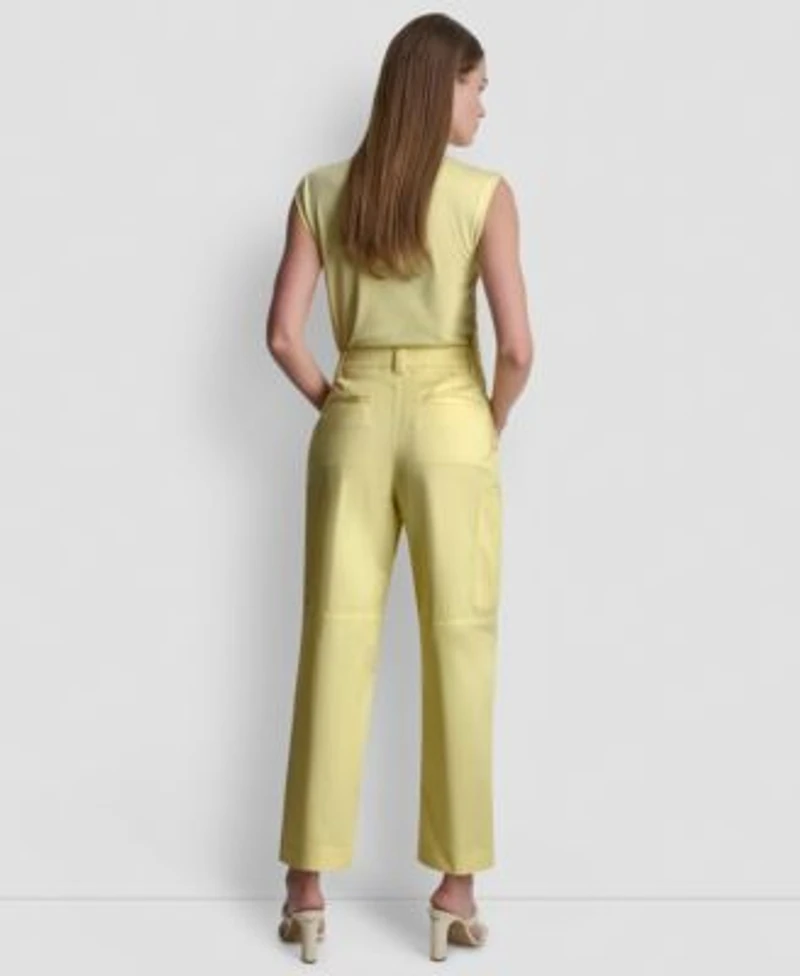 Dkny Womens Sleeveless Pique Top Zippered Cargo Pants