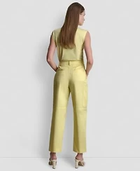 Dkny Womens Sleeveless Pique Top Zippered Cargo Pants