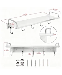 Yigii Stainless Steel Wall-Mounted Spice Rack with 6 Hooks