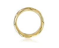 Genevive Elegant 14K Gold Plated Clear Cubic Zirconia Unique Wavy Ring