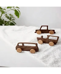Yigii Walnut Wood Car-Shaped Coat Hooks for Kids