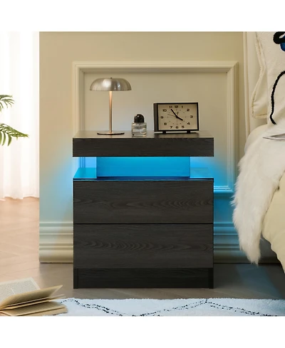 Rainsken Led Nightstand with 2 Drawers