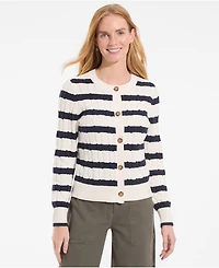 Lands' End Women's Drifter Classic Cable Crew Neck Cardigan Sweater
