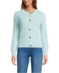 Lands' End Women's Drifter Classic Cable Crew Neck Cardigan Sweater
