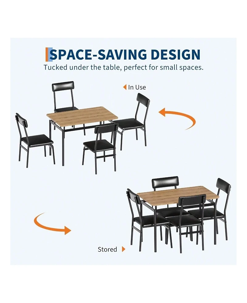 gaomon Kitchen Table 5 Piece Dining Table Set For 4 Kitchen Table And Chairs Set for Dining Room, Home Office