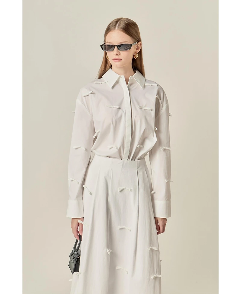 English Factory Women's Bow Detailed Drop Shoulder Shirt