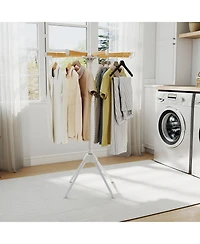 Ecooso 4-Leg Foldable Clothes Drying Rack with 8 Bamboo Rods and 40 Hanger Slots