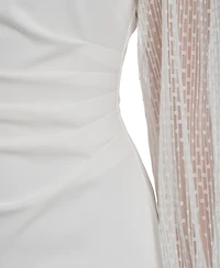 Jessica Howard Women's Long Pleated Side Tuck Sheath Dress