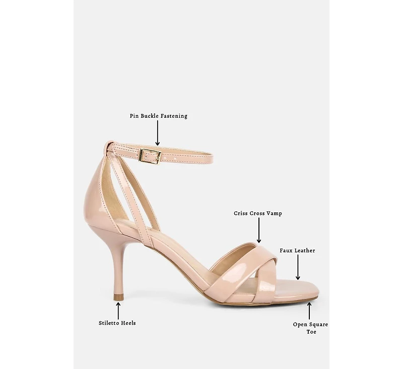 Womens Oraiku Faux Suede Cross Strap Heels