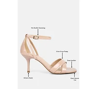 Womens Oraiku Faux Suede Cross Strap Heels