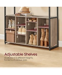 Yigii 4-in-1 Hall Tree with Bench, Adjustable Shoe Shelves, 14 Hooks, Industrial Style