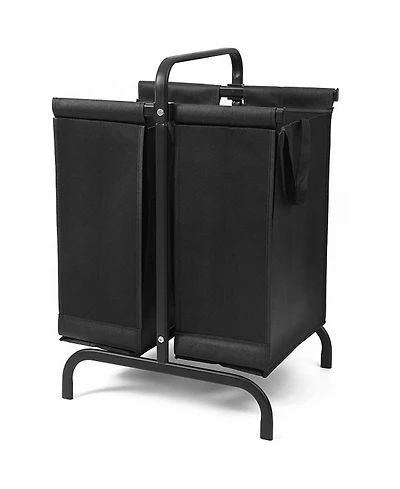 Rainsken 2-Tier Laundry Hamper, 110L Capacity Oxford Clothes Basket with Lid, 2 Removable Bags and Sorting Cards for Bedroom