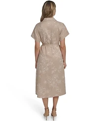 Jessica Howard Petite Button Down Collared Midi Dress