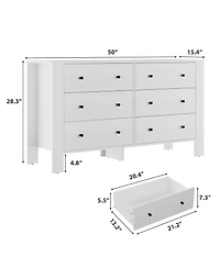 gaomon 6-Drawer Dresser, Modern Double Dresser and Storage Organizer for Bedroom or Entryway