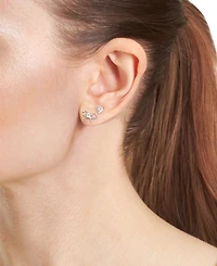 Macy's 2-Pc. Cubic Zirconia Bow 14k Gold Over Sterling Silver Stud Earring Set
