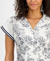 Nautica Women's Cotton Toile Button-Front Blouse