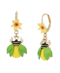 Betsey Johnson Faux Stone Hothouse Bloom Bee Drop Earrings