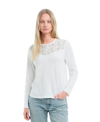 Wilt Women's Clothing Lace Yoke Henley Tee