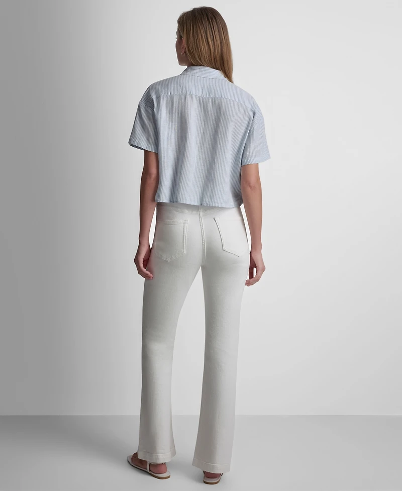 Dkny Jeans Petite Oversized Cropped Collared Shirt