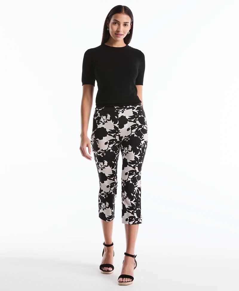 Rafaella Petite Floral Print Capri Pants with Riveted Vent