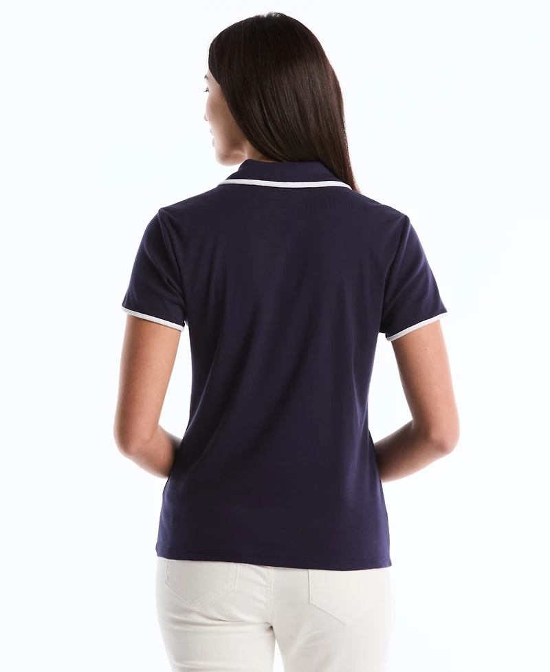 Rafaella Petite Contrast Trim Johnny Collar Polo Shirt