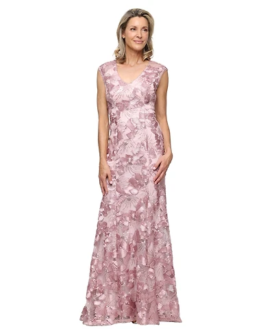 Alex Evenings Women's Sleeveless V-Neck Soutache Ball Gown