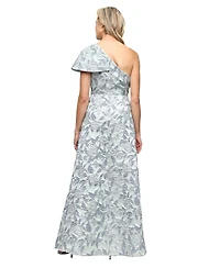 Alex Evenings Women's One-Shoulder Jacquard Ball Gown