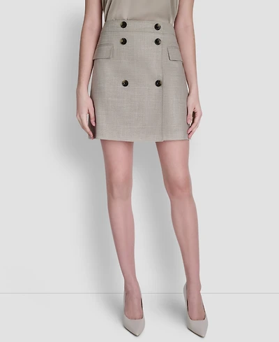 Dkny Women's Windowpane Melange Mini Skirt