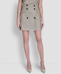 Dkny Women's Windowpane Melange Mini Skirt