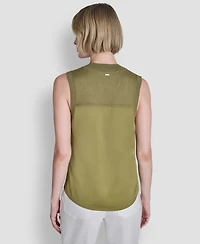 Dkny Women's Mixed Media V-Neck Sleeveless Sweater