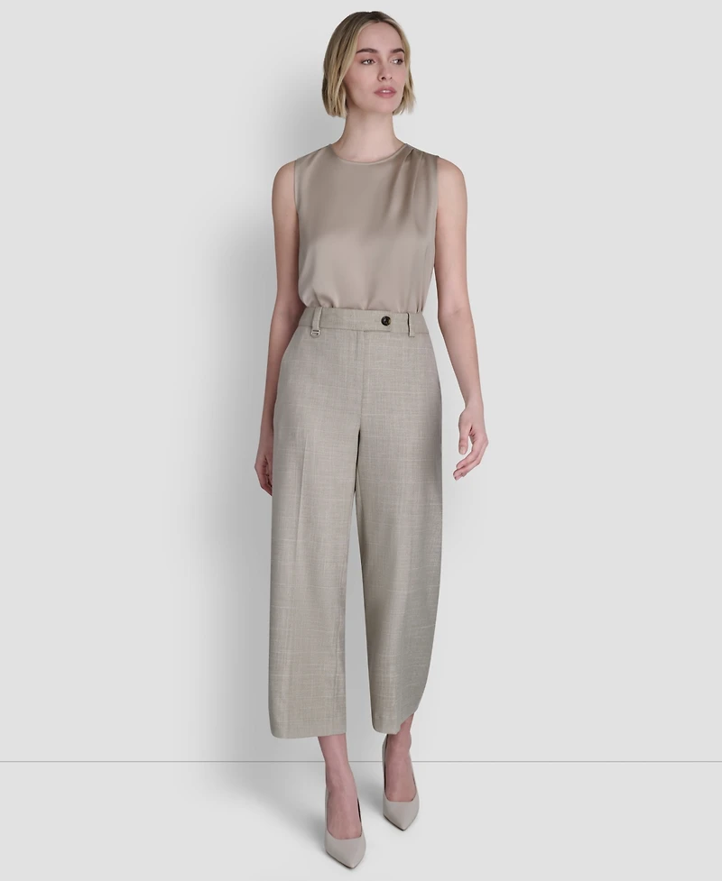 Dkny Women's Windowpane Mid Rise Cropped Pants