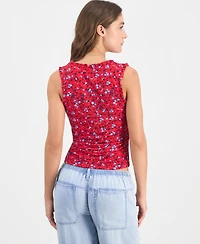 Madden Girl Juniors' Printed Ruched Sleeveless Top
