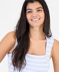 Madden Girl Juniors' Striped Ribbed Knit Sleeveless Top