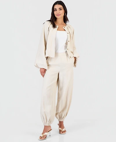 I.n.c. International Concepts Petite Linen-Blend Pull-On Drawstring Pants, Macy's Exclusive