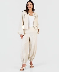 I.n.c. International Concepts Petite Linen-Blend Pull-On Drawstring Pants, Macy's Exclusive