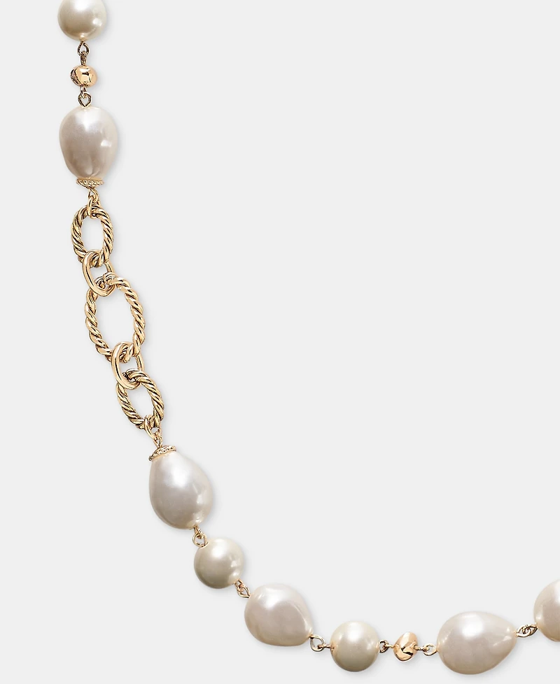 Anne Klein Baroque Imitation Pearl Textured Link 42" Strand Necklace